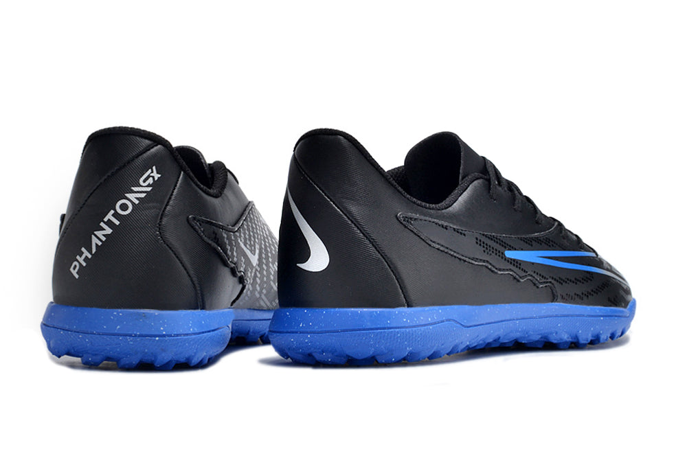 Chuteira Infantil Society Nike Phantom GX Club TF Preta e Azul "Shadow Pack"