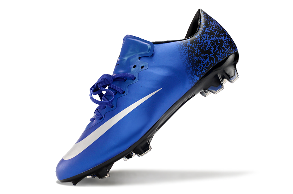 Chuteira Campo Nike Retrô Mercurial Vapor 10 FG Azul e Branco "CR7"