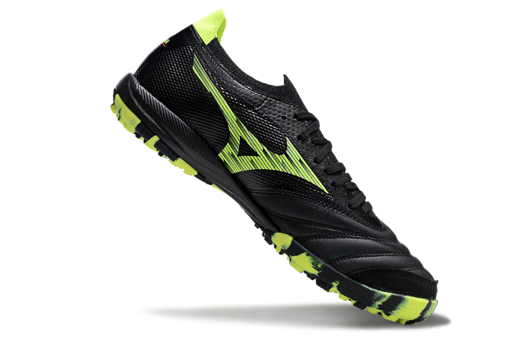 Chuteira Society Mizuno Morelia Neo Sala TF Preta e Verde