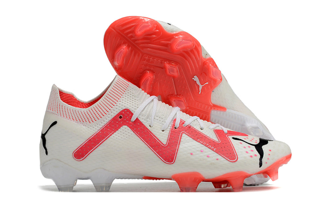 Chuteira Campo Puma Future Ultimate FG Branca e Rosa "Breakthrought Pack"