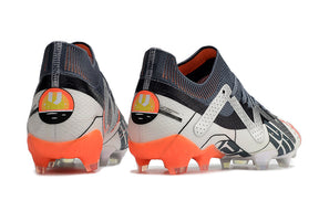 Chuteira Campo Puma Future Ultimate FG Branca, Prata e Laranja "Astronaut Pack"