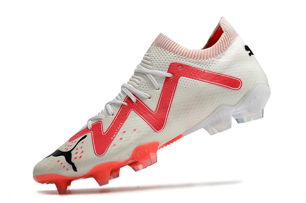 Chuteira Campo Puma Future Ultimate FG Branca e Rosa "Breakthrought Pack"