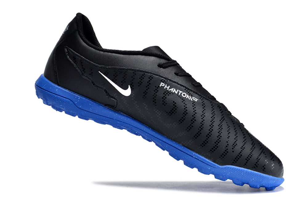 Chuteira Infantil Society Nike Phantom GX Club TF Preta e Azul "Shadow Pack"