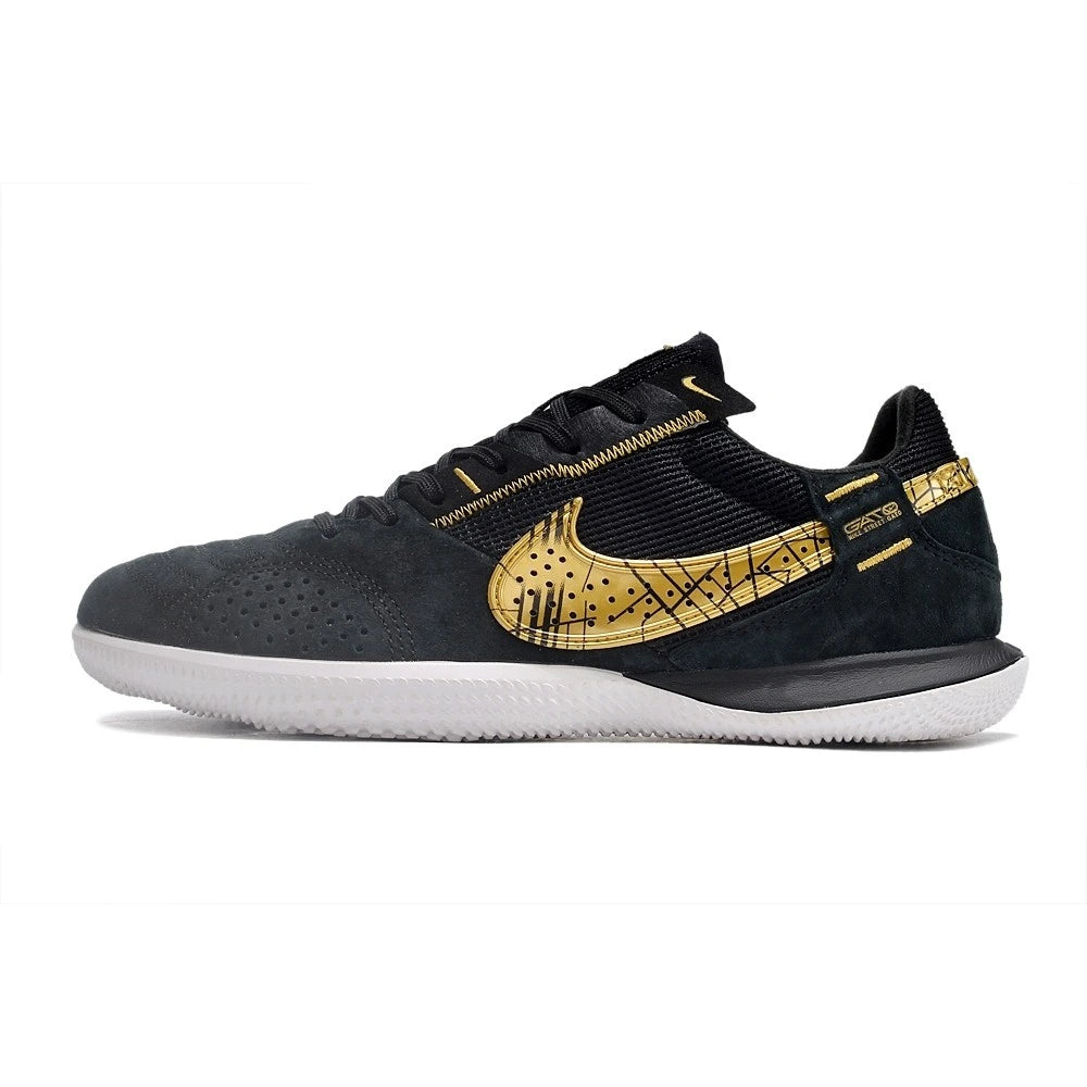 Chuteira Nike Streetgato Preto Futsal Preto com Dourado