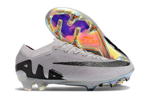 Chuteira Infantil Campo Nike Air Zoom Mercurial Vapor 15 Elite FG Prata e Preta "Rising Gem Pack"