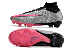 Chuteira Infantil Campo Nike Air Zoom Mercurial Superfly 9 Elite FG Prata e Rosa "25 anos Nike"