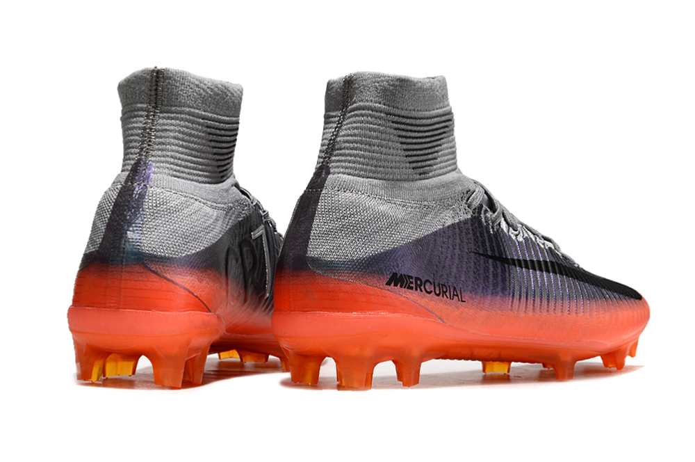 Chuteira Campo Nike Retrô Mercurial Superfly 5 FG Prata e Laranja CR7