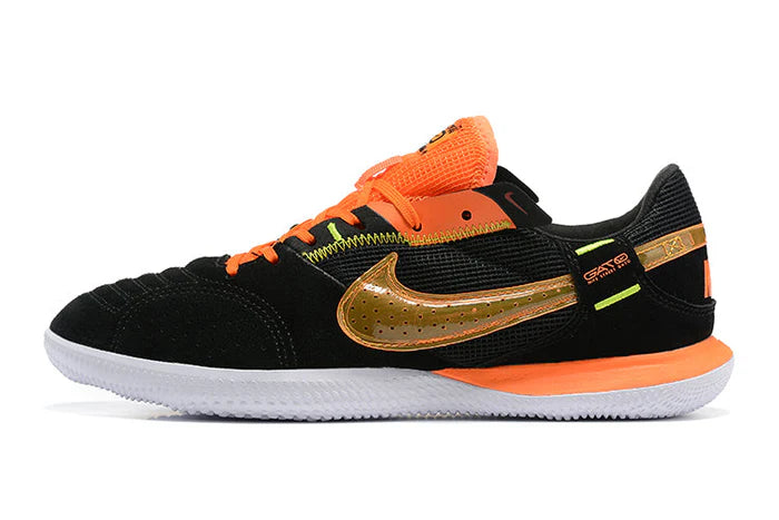 Chuteira Nike Streetgato Preto Futsal Preta com Laranja