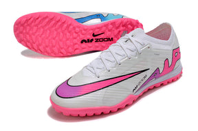 Chuteira Society Nike Air Zoom Mercurial Vapor 15 Elite TF Branca e Rosa