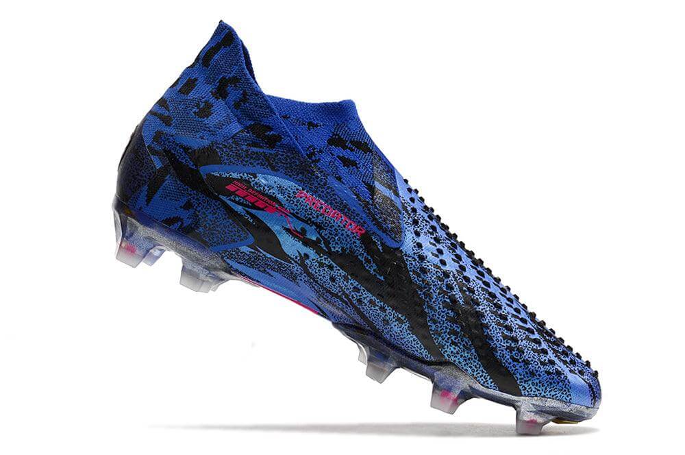 Chuteira Campo Adidas Predator Accuracy+ FG Azul e Rosa "Pogba"