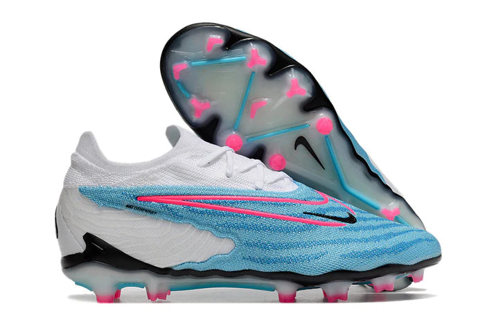 Chuteira Nike Phantom GX Low Elite FG Campo Azul com Rosa