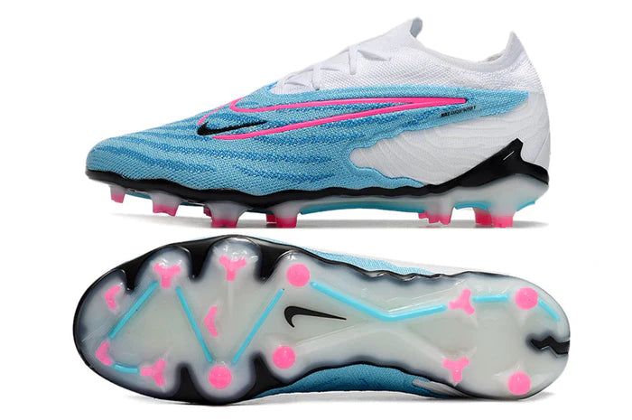 Chuteira Nike Phantom GX Low Elite FG Campo Azul com Rosa