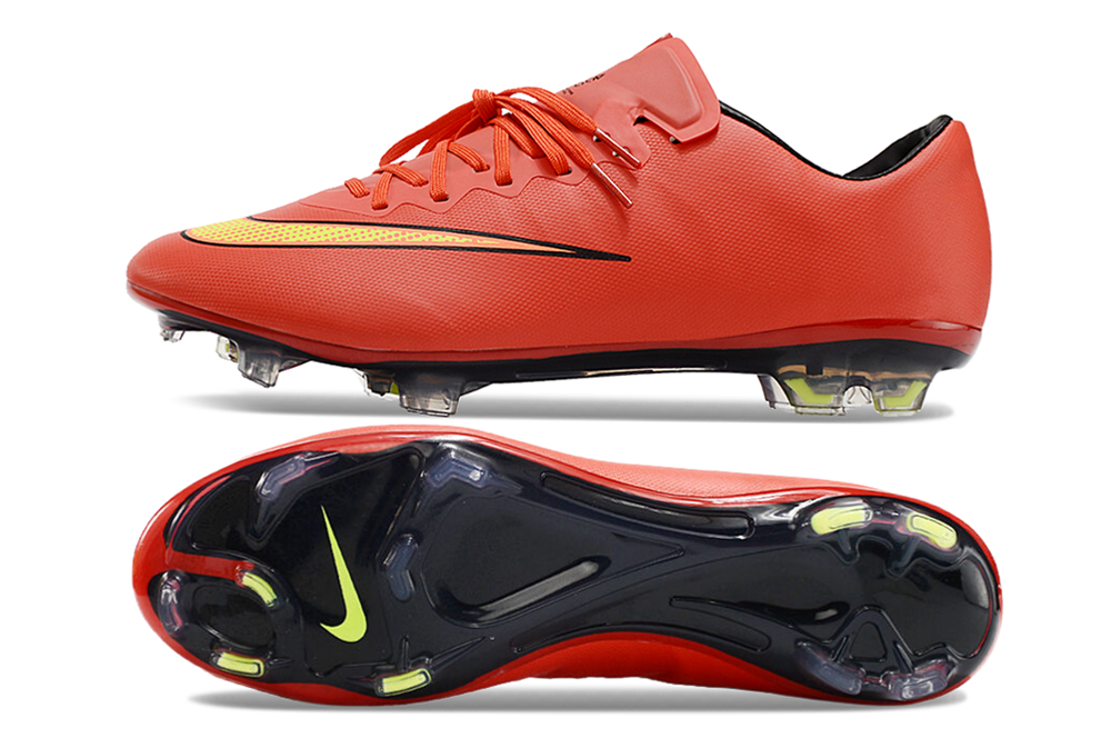 Chuteira Campo Nike Retrô Mercurial Vapor 10 FG Laranja e Amarelo