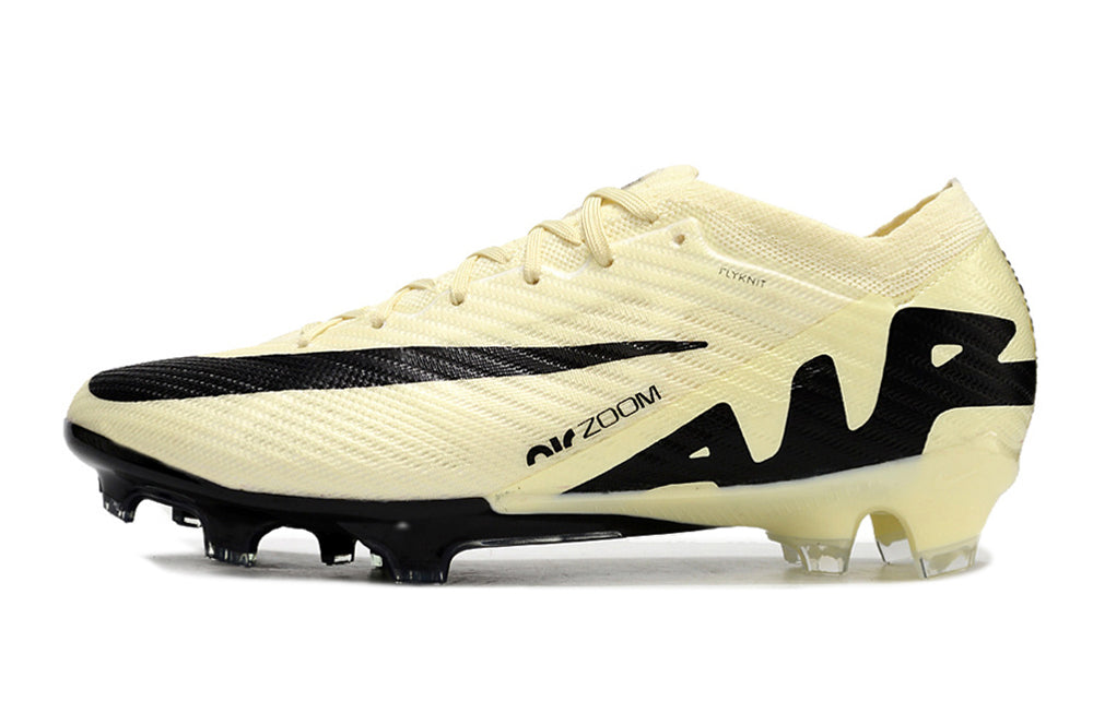 Chuteira Infantil Campo Nike Air Zoom Mercurial Vapor 15 Elite FG Bege e Preta "Mad Ready Pack"