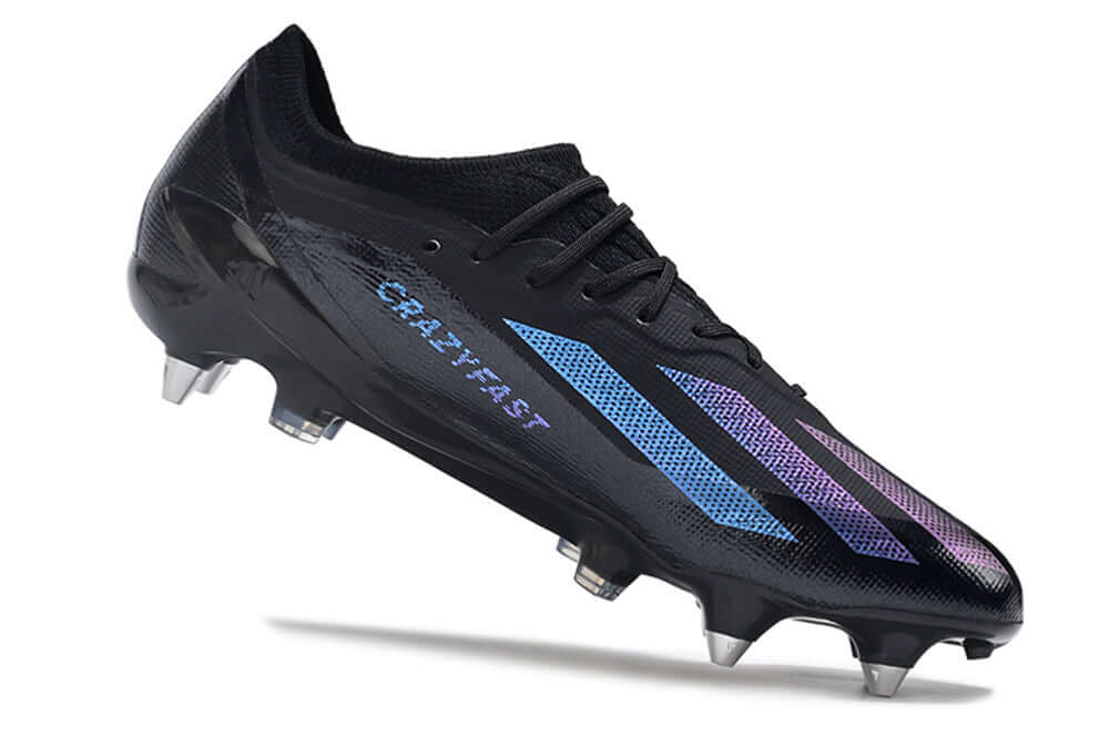 Chuteira Campo Adidas X Crazyfast.1 Ponta de Aluminio Preta e Azul "Salah"