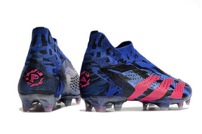 Chuteira Campo Adidas Predator Accuracy+ FG Azul e Rosa "Pogba"