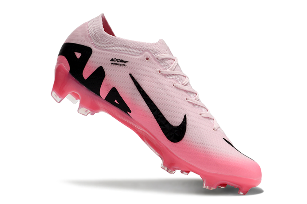 Chuteira Infantil Campo Nike Air Zoom Mercurial Vapor 15 Elite FG Rosa e Preto "Mad Brilliance Pack"