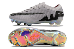 Chuteira Infantil Campo Nike Air Zoom Mercurial Vapor 15 Elite FG Prata e Preta "Rising Gem Pack"