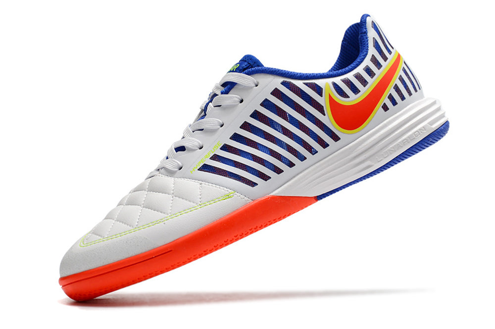 Chuteira Futsal Nike Lunar Gato II IC Branco, Azul e Laranja