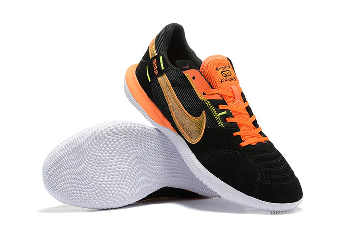 Chuteira Nike Streetgato Preto Futsal Preta com Laranja